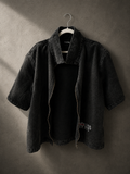 “Crowded” Denim Crop drop shoulder shirt