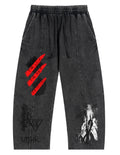 Snow Washed Drawstring Cotton Pants