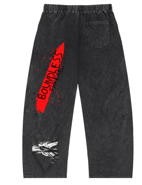 Snow Washed Drawstring Cotton Pants